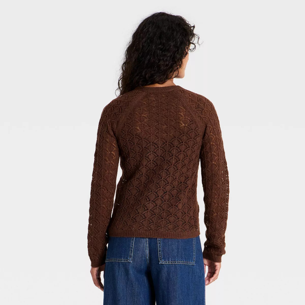 Women's Stitch V-Neck Cardigan - Universal Thread\u2122 Brown M | Target