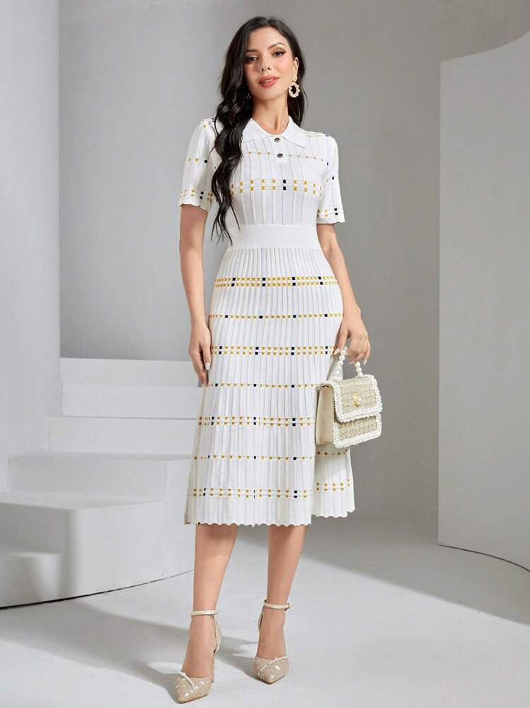 Modelyn Geo Pattern Sweater Dress | SHEIN