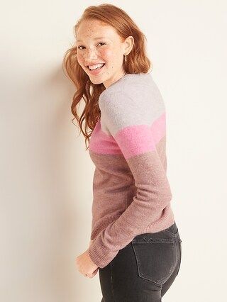 Cozy Color-Blocked Crew-Neck Sweater for Women | Old Navy (US)