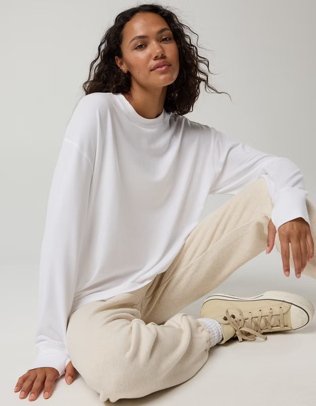 OFFLINE By Aerie Let's Stretch Long Sleeve Boyfriend T-Shirt | Aerie