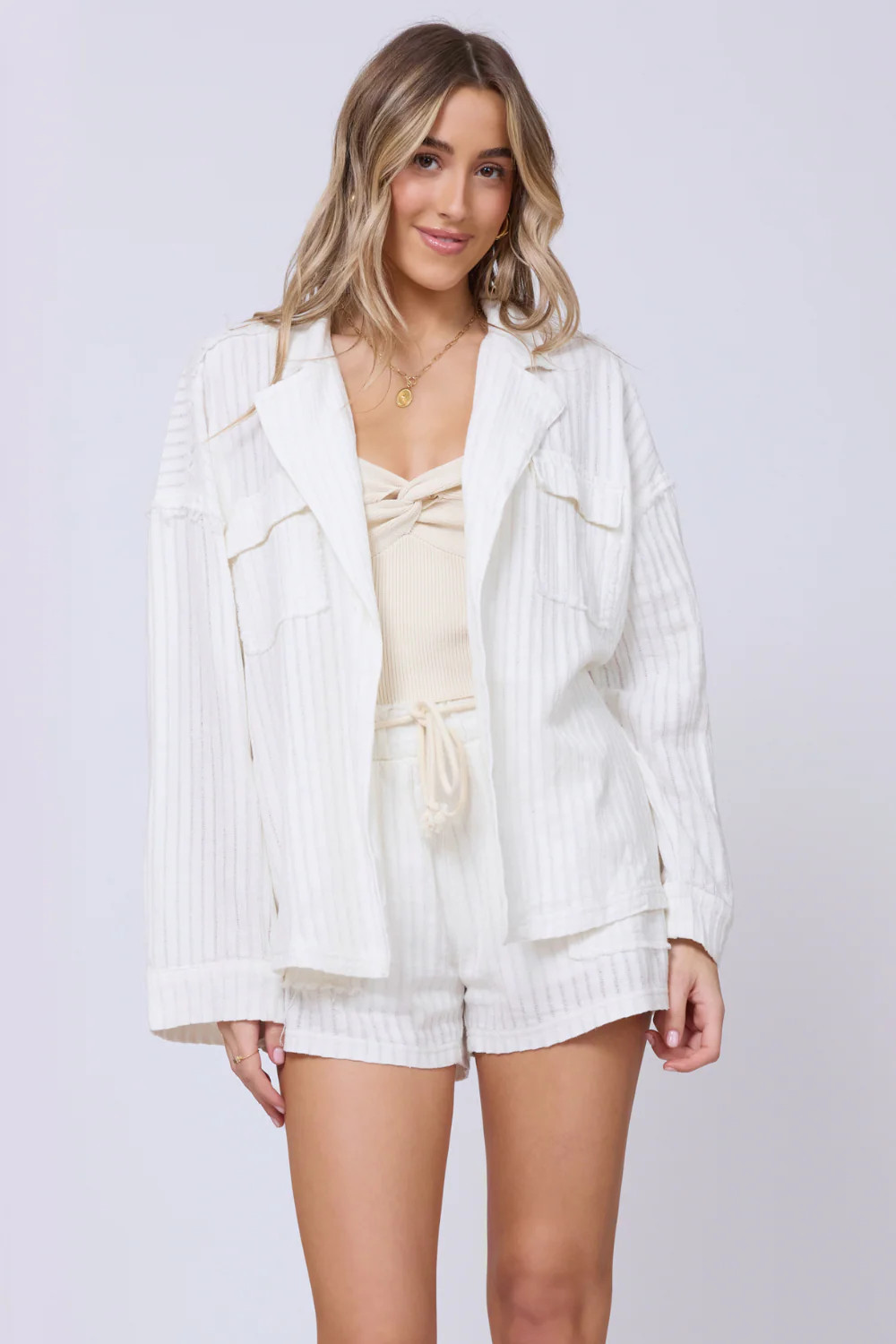 White Cotton Relaxed Blazer | Vintage Havana