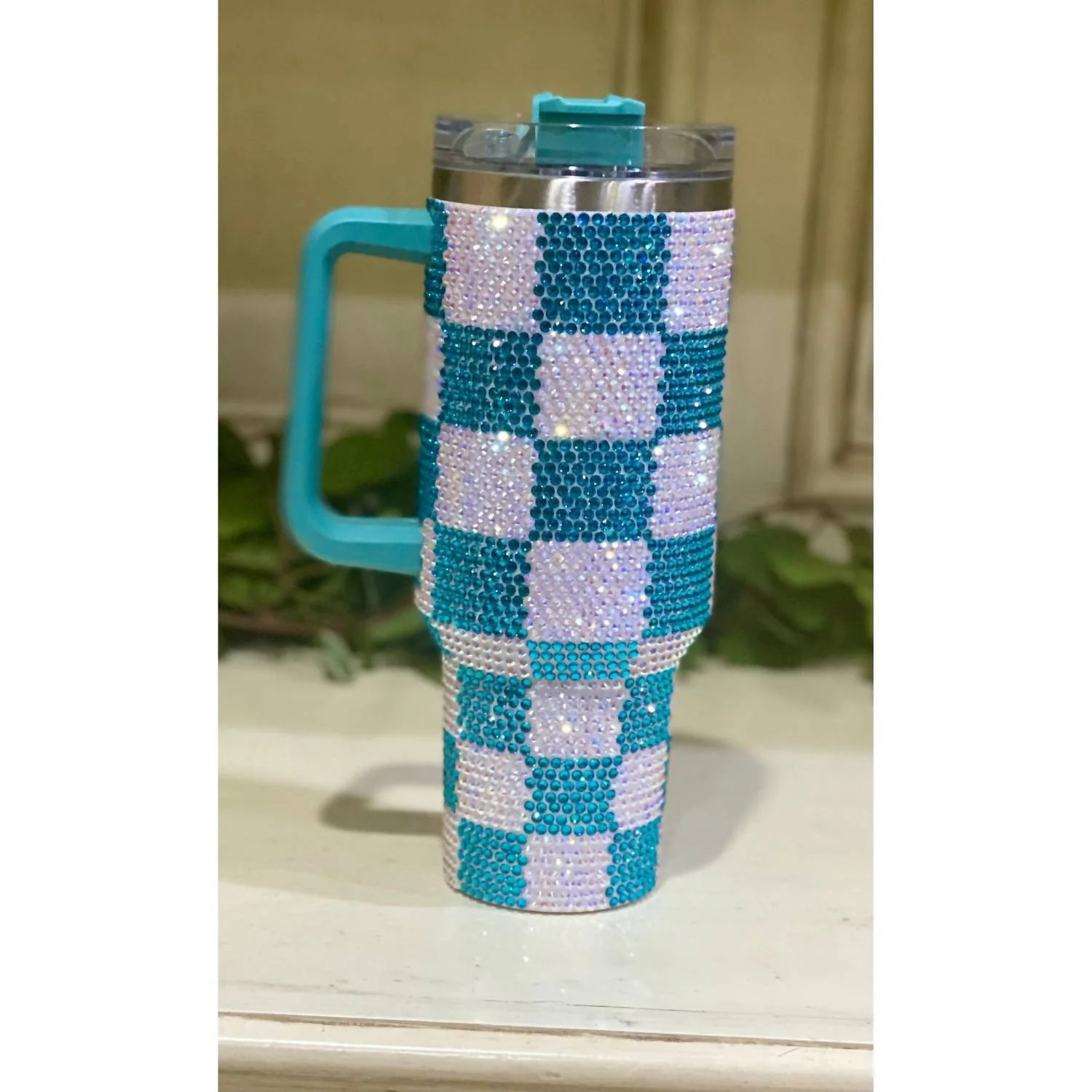Women's Checkered Rhinestone Tumbler In Multi | Shop Simon