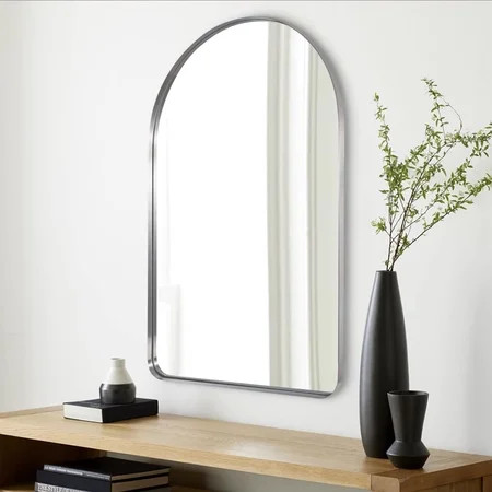 Andy Star Arched Mirror 24 x 38 Brushed Nickle Bathroom Mirror in Stainless Steel Metal Frame 1 Deep | Walmart (US)