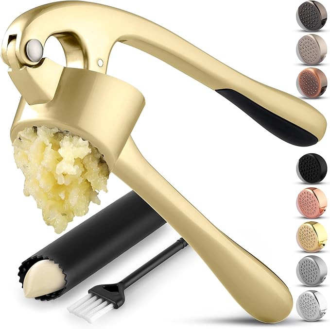 Zulay Kitchen Large Premium Garlic Press Set - Bigger Bowl for Bigger Garlic - Rust Proof Garlic ... | Amazon (US)