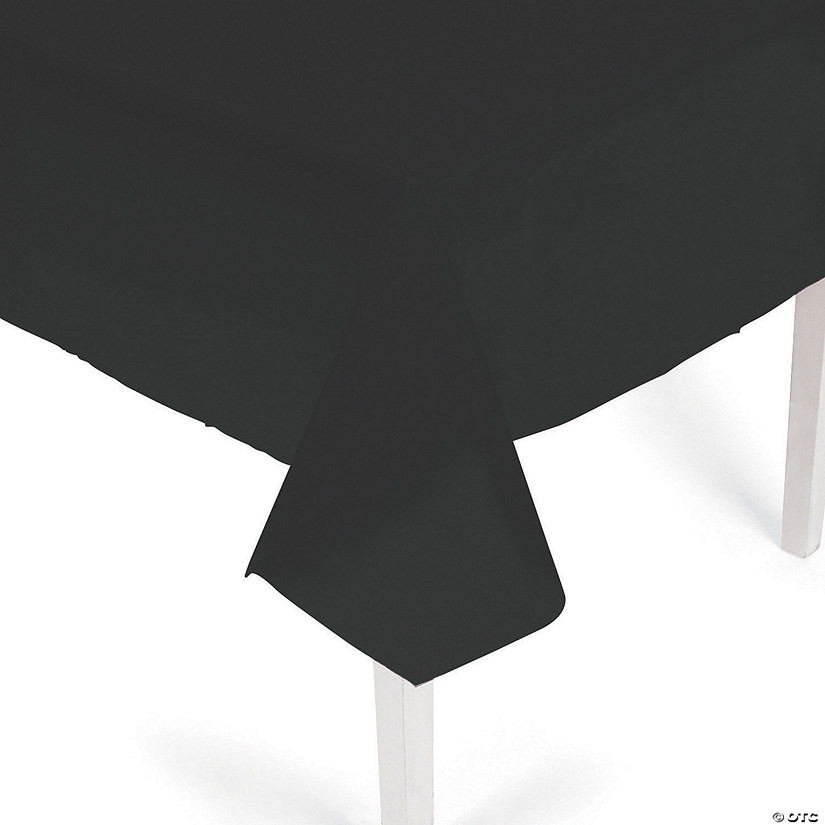 54" x 108" Black Rectangle Disposable Plastic Tablecloth | Oriental Trading Company