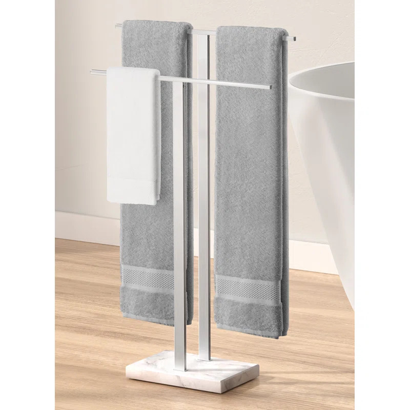 KES Freestanding Towel Rack 2-Tier 33''H Dual T-Shape Towel Stand with Weighted Marble Base for B... | Wayfair North America