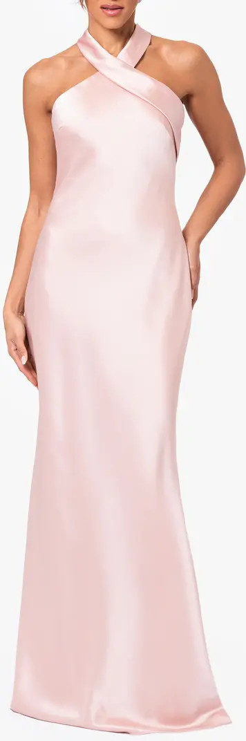 Halter Neck Satin Trumpet Gown | Nordstrom