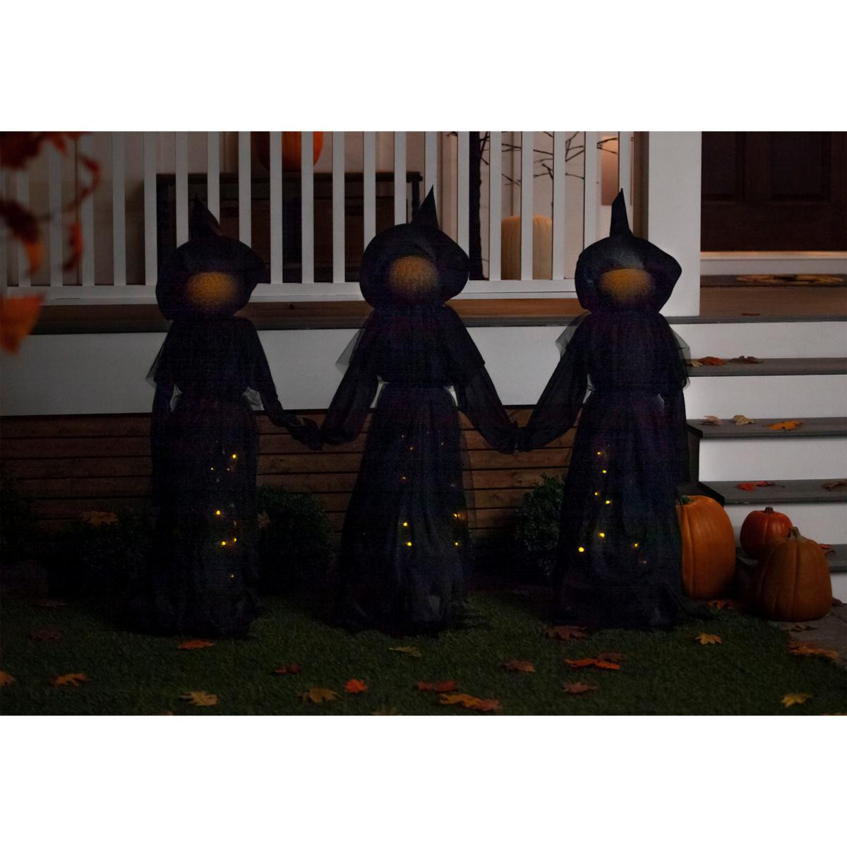 Wind and Weather Halloween LED Witch Stakes with Lit Skirts - Set of 3 - 20405550 | HSN | HSN