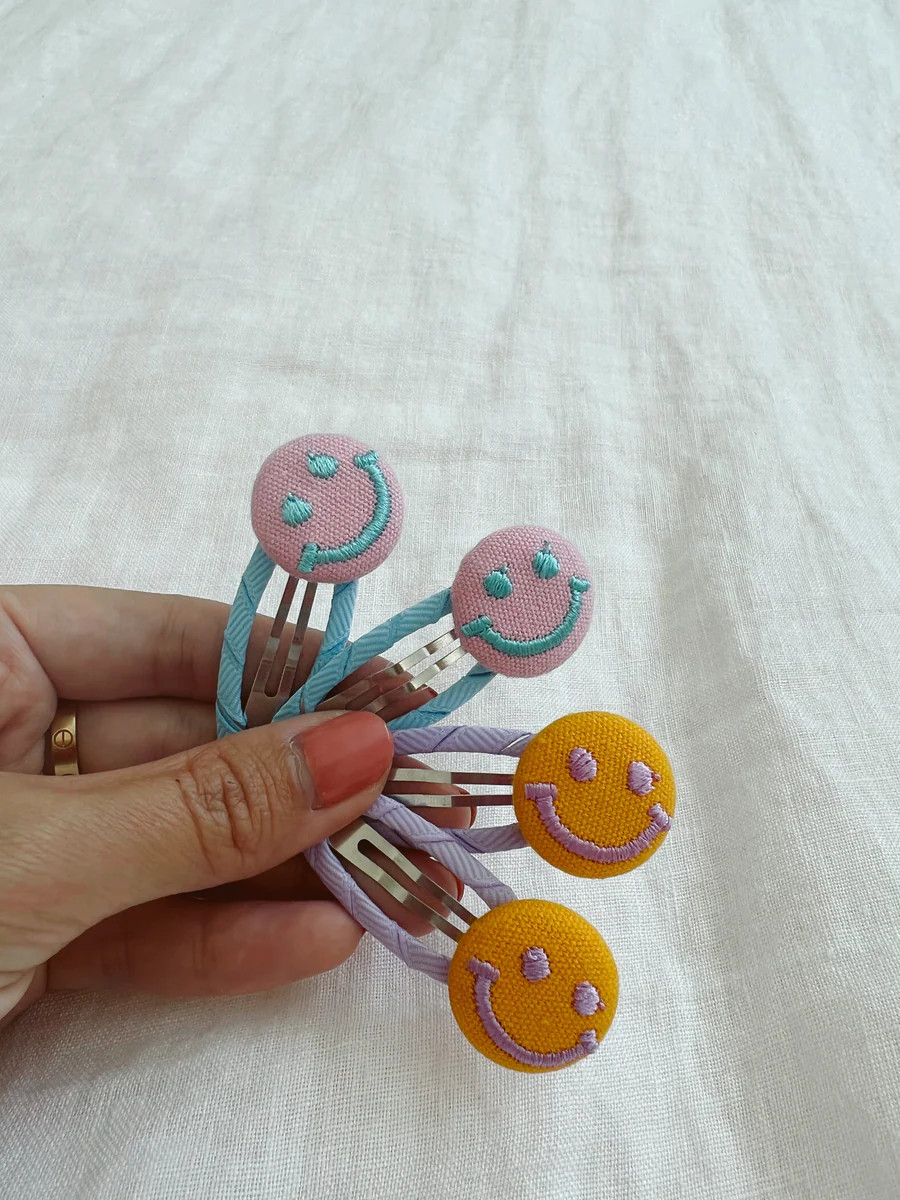 Smiley Hair Clips Set of 2 | Sun Peony Coconut