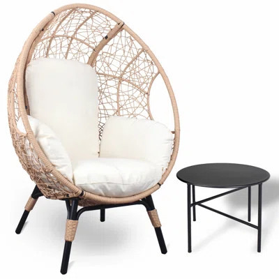 Patio Chair With Cushion And One Side Table, Patio Armchair For Outdoor | Wayfair North America
