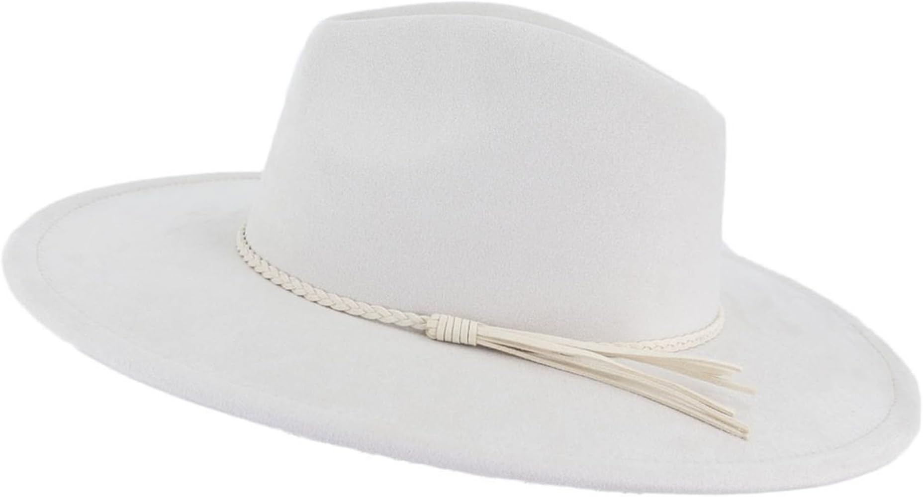 Big Wide Brim Fedora Hats for Men Women Western Suede Hat Large Felt Panama Hat Rancher Hat | Amazon (US)