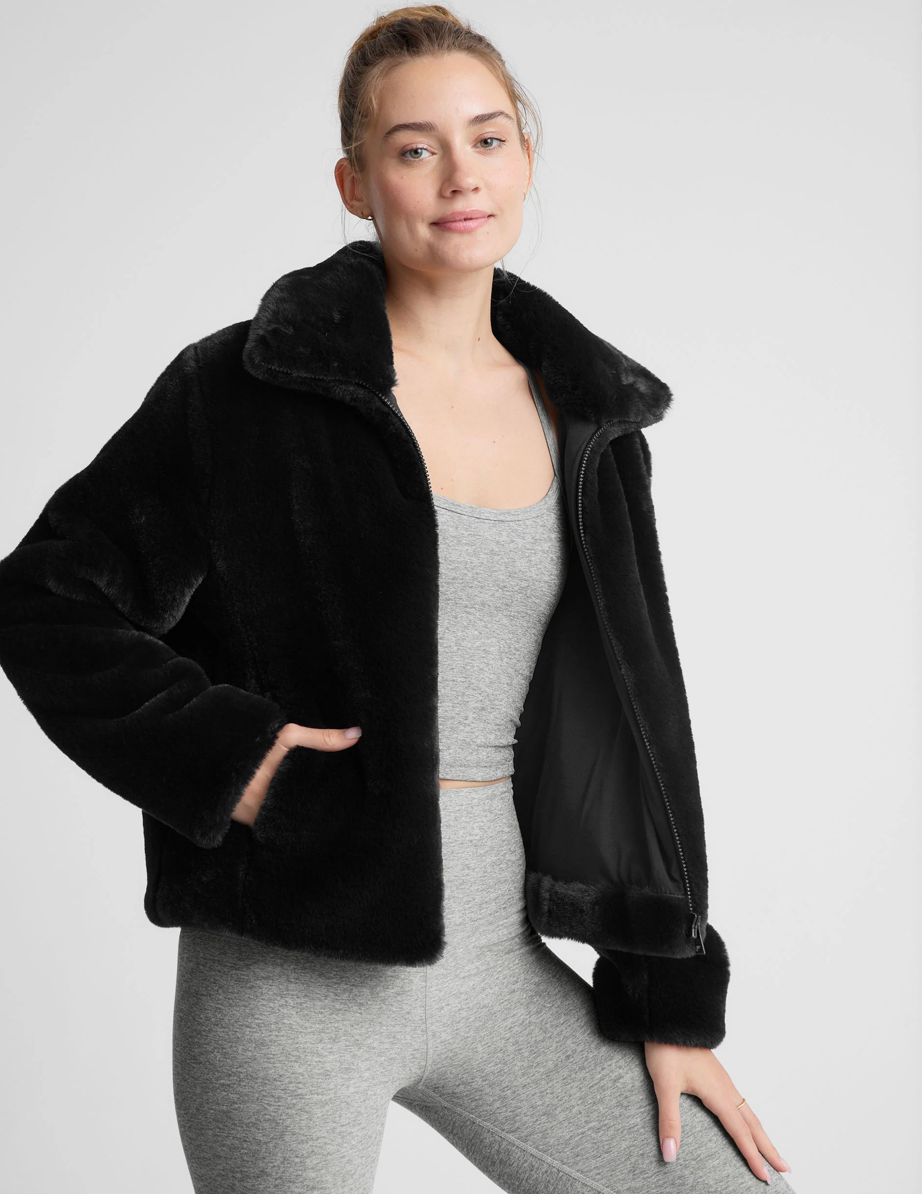 On The List Faux Fur Jacket | Beyond Yoga | Beyond Yoga