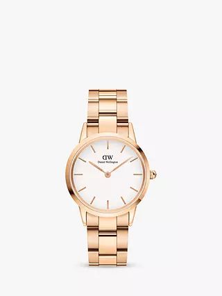 Daniel Wellington Women's Iconic Link 32mm Bracelet Strap Watch, Rose Gold/White DW00100211 | John Lewis UK