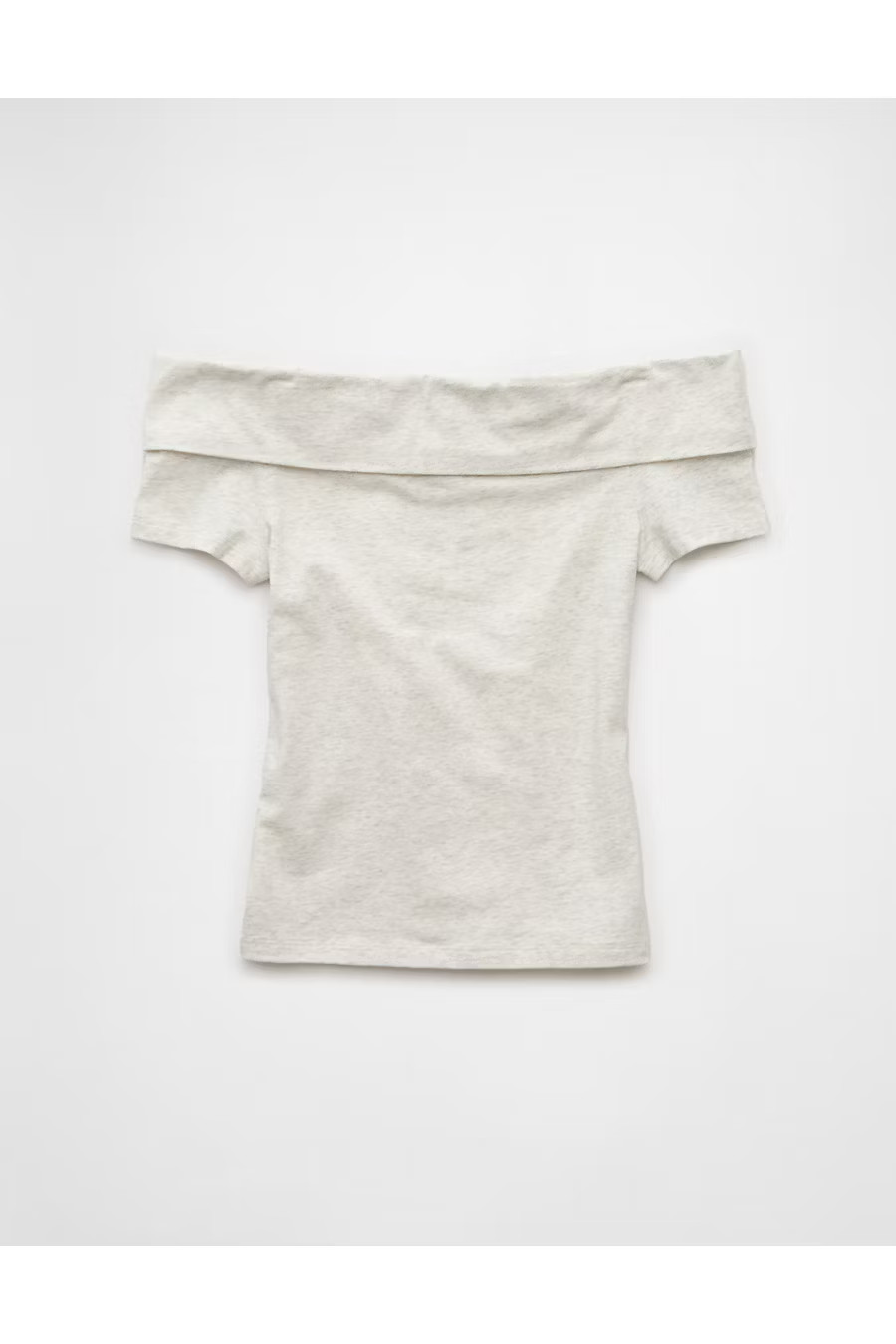 AE Off The Shoulder Foldover Top Women's Light Heather Gray XS | American Eagle Outfitters (US & CA)