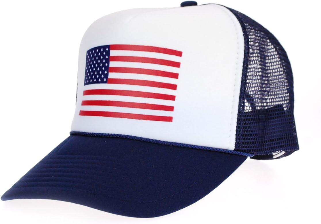 American Flag Patriotic USA Classic 5 Panel Mesh Snap Back Trucker Hat | Amazon (US)