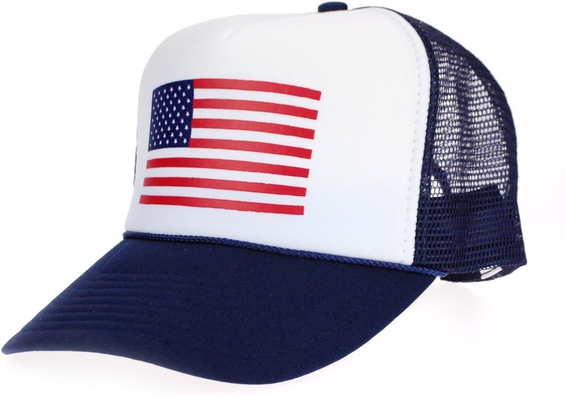 American Flag Patriotic USA Classic 5 Panel Mesh Snap Back Trucker Hat | Amazon (US)
