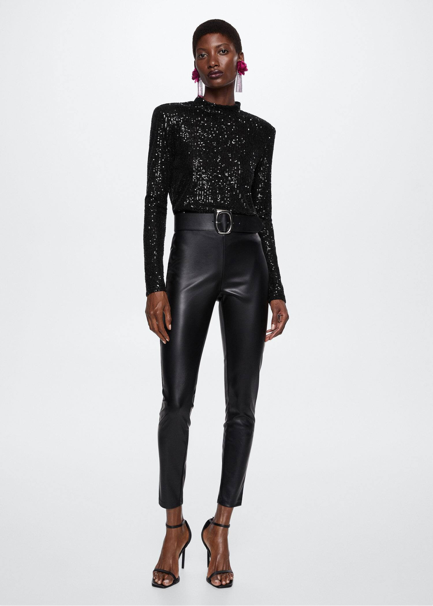 Sequin T-shirt turtleneck | MANGO (US)