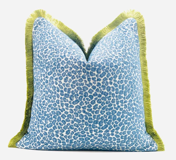 Decorative Blue Cheetah Spotted Throw Pillow Cover Blue - Etsy | Etsy (US)