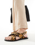 Click for more info about ASOS DESIGN Feast studded leather sandals in leopard pony
