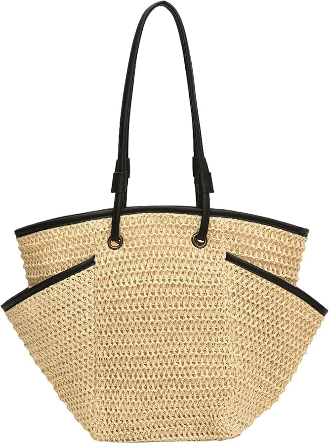 NEWBELLA Casual Straw Shoulder Bag, Hobo Beach Tote Bag, Fashion Woven Summer Bag for Travel Voca... | Amazon (US)