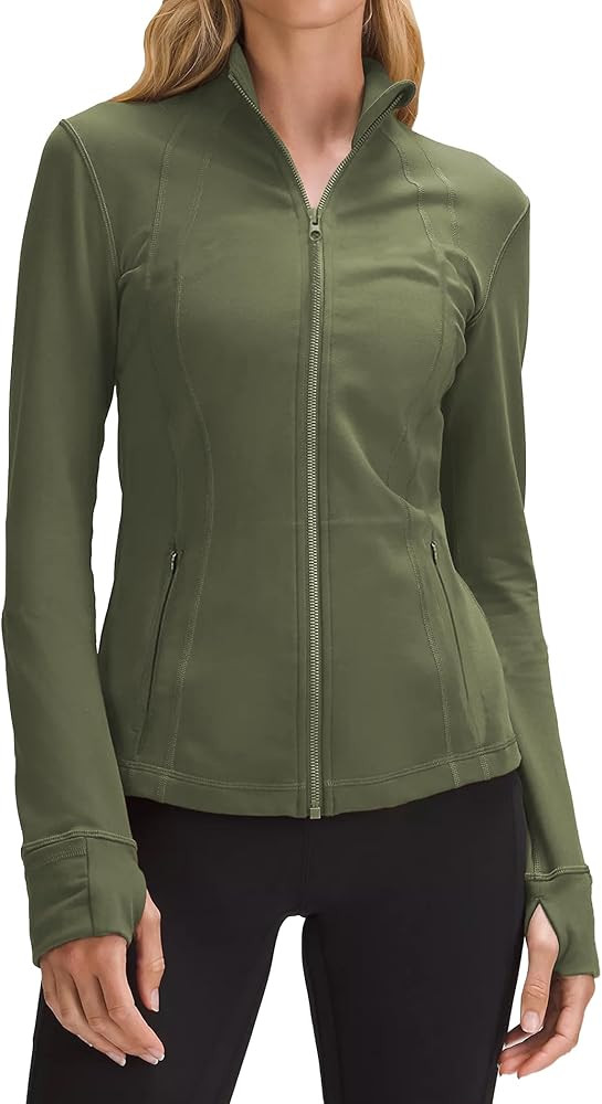 Pinspark Women's Track Jacket Breathable Running Jacket Zip Up Sportswear Slim Fit Workout Tops | Amazon (US)