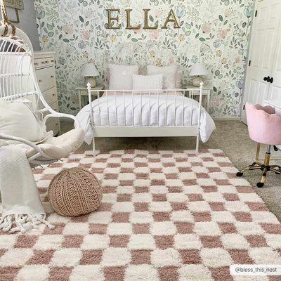 Atira Pink Checkered Area Rug | Boutique Rugs