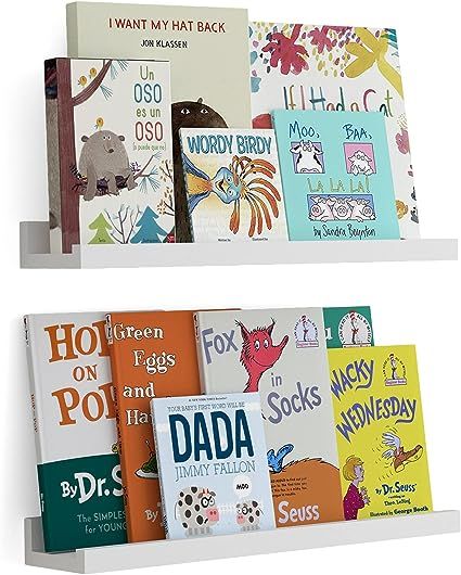 Wallniture Denver Floating Shelves for Wall, 17" White Bookshelf and Picture Ledge for Kids Room ... | Amazon (US)