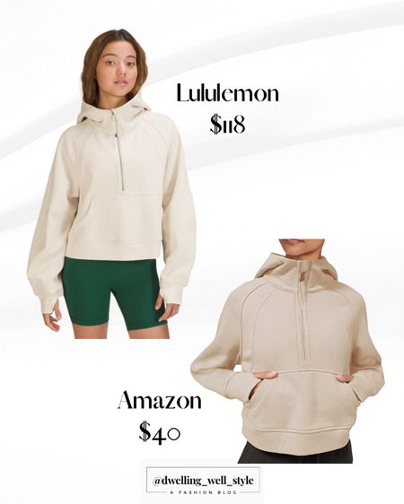 White Opal Lululemon Scuba Hoodie
Amazon Dupe just $40!
I have this dupe in a different color and LOVE it!
FYI it is not as oversized as the Lulu one but you can size up if you want that look.

#LTKfit #LTKFind #LTKunder50