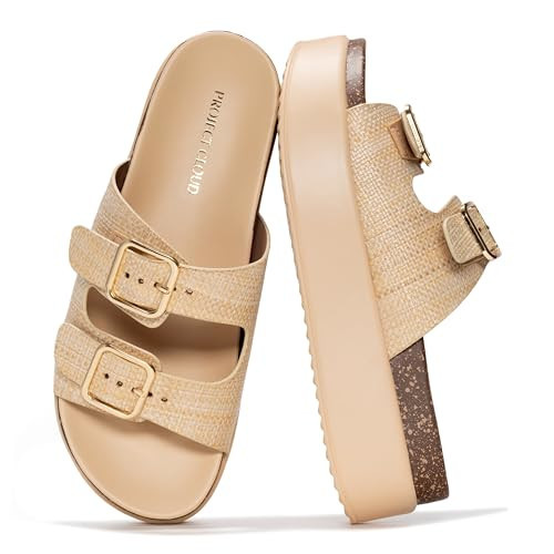 Project Cloud Platform Sandals Women - Plush & Soft Insole Wedge Slides for Women Footwear - Beach Essential Wedge Sandals for Women 2026 (Softy, BEIRAF,9) | Amazon (US)