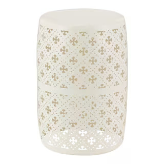 Hampton Bay Chalk Metal Outdoor Patio Garden Stool HD20064 - The Home Depot | The Home Depot