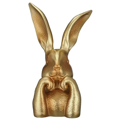 13.58‘’ Premium Large Easter Gold Resin Bunny Table Decor, Easter Thinking Bunny Figurine for Home Table Centerpieces Golden Cute Rabbit Statue for Spring Living Room Shelf Mantel Decorations | Amazon (US)