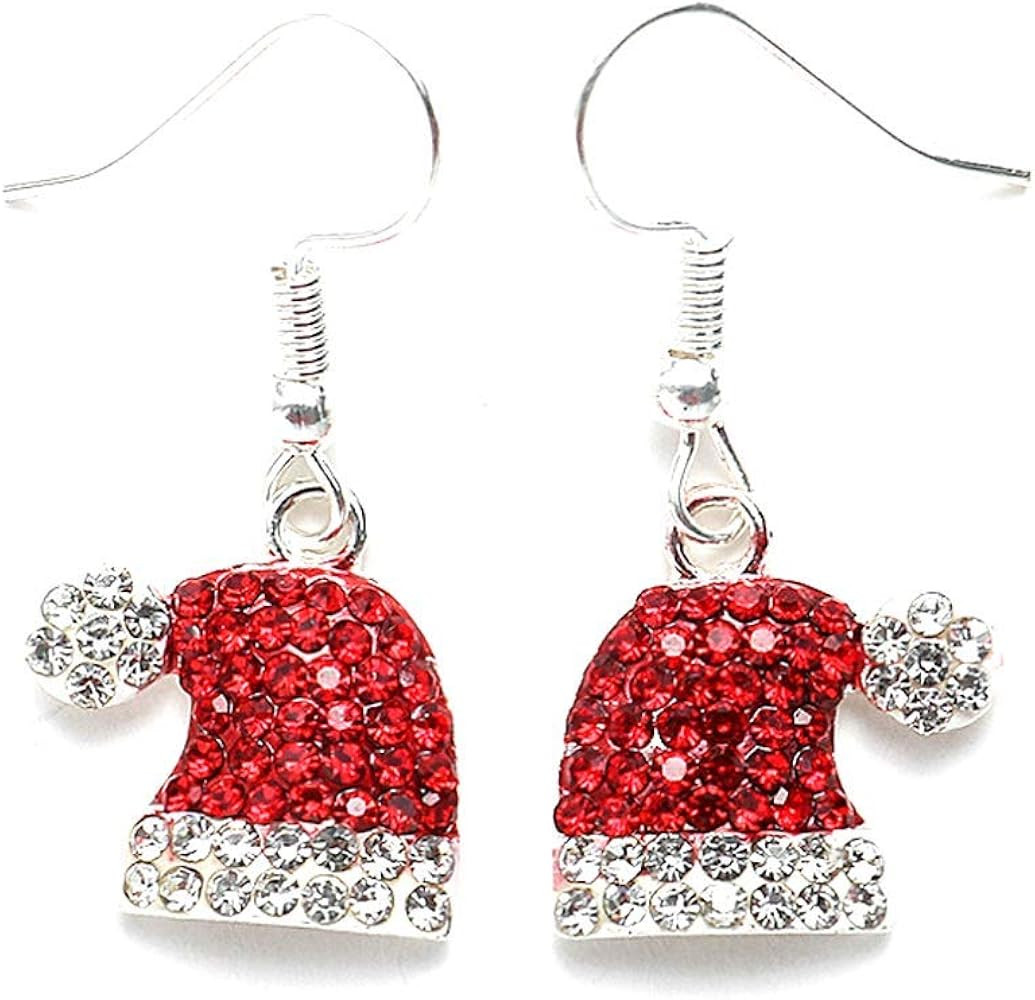 Christmas Dangle Stud Earrings Holiday Party Drop Earrings Enamel Crystal Santa Claus Bell Hat Ea... | Amazon (US)