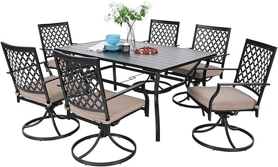 Sophia & William Patio Dining Set 7 Pieces Metal Patio Furniture Set, 6 x Swivel Chairs with 1 Um... | Amazon (US)