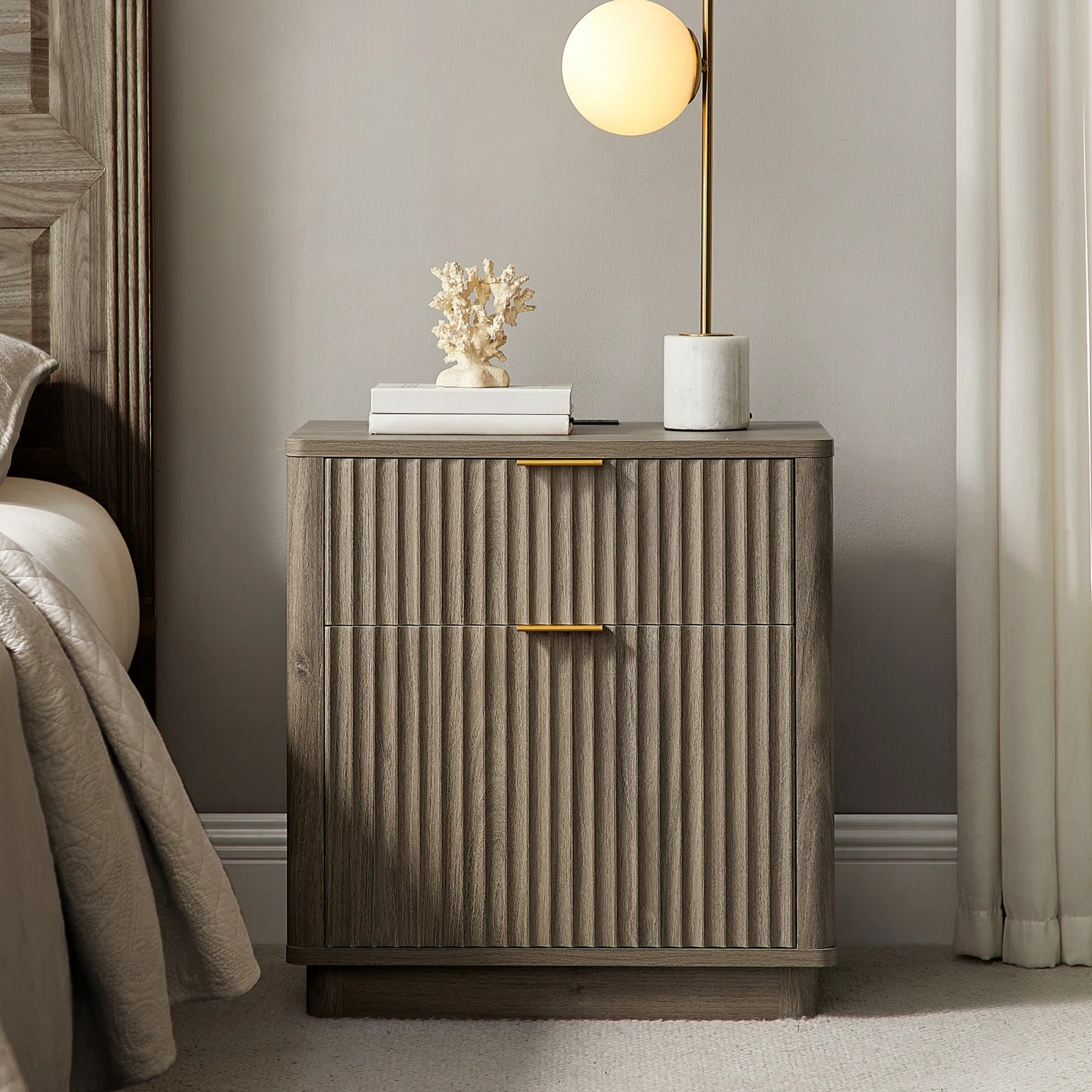 23'' Fluted Nightstand With Mid-Century Modern | Wayfair North America
