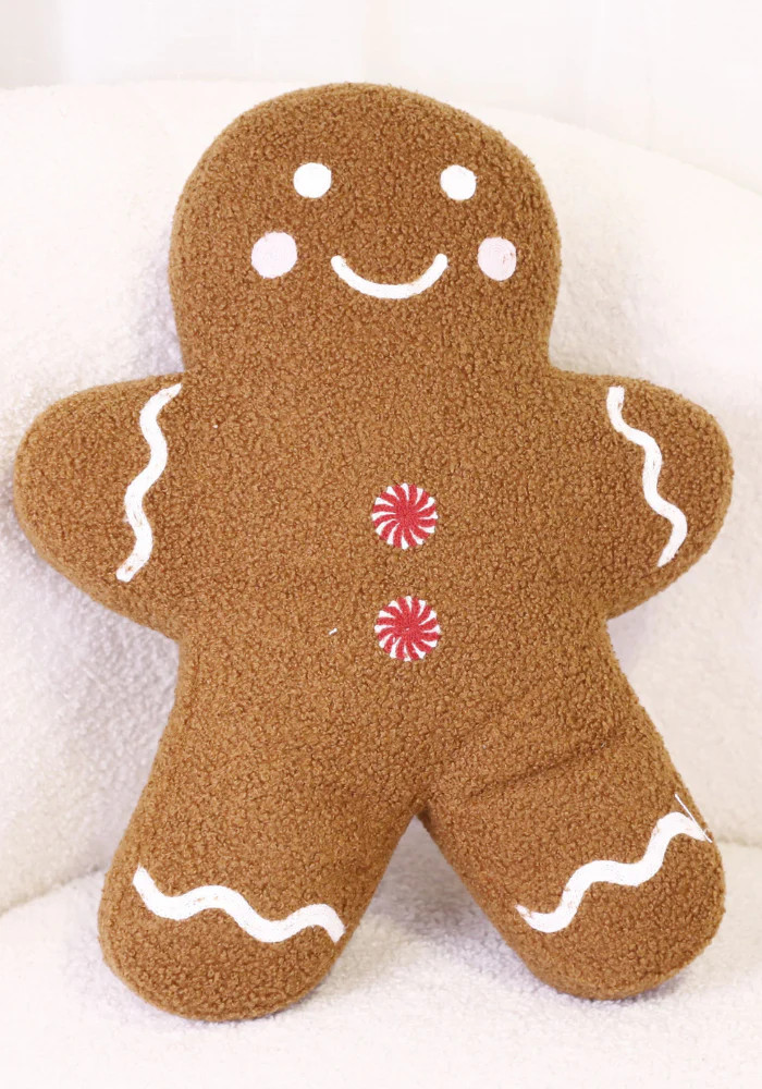 3D Gingerbread Man w/ Peppermint Buttons Pillow Pre Order 11-6 | The Styled Collection