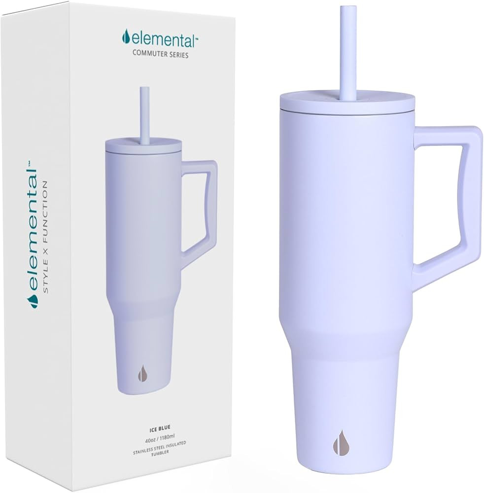 Elemental Commuter 40 oz Tumbler with Handle and Straw Lid | Travel Coffee Mug Spill Resistant | ... | Amazon (US)