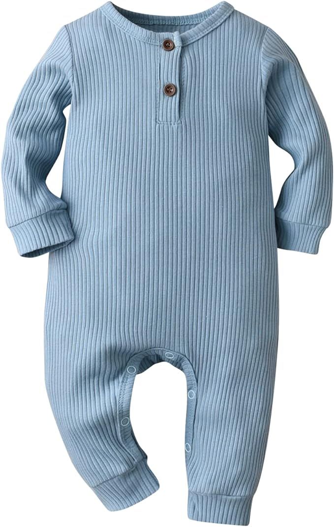 Eghunooy Baby Boy Girl Solid Color One Piece Romper Jumpsuit Outfits Clothes | Amazon (US)