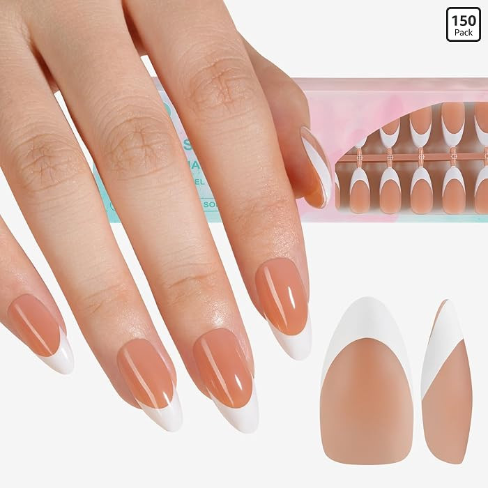 Misssix French Gel Nail Tips, 150Pcs French Tip Press on Nails Medium Almond Brown, No Need to Fi... | Amazon (US)