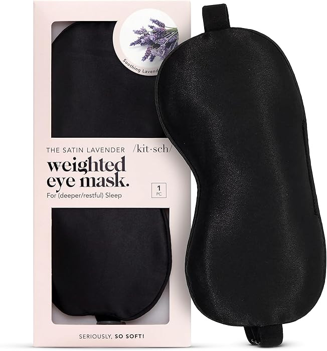 Kitsch Weighted Satin Sleep Mask - Weighted Eye Mask for Sleeping and Travel - Lavender Sleeping ... | Amazon (US)