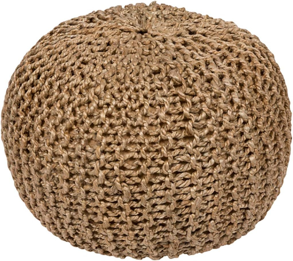 Merrittstown Moroccan Pouf - 100% Jute - Knitted Natural Fiber Ottoman - 100% Polybead Fill - Kha... | Amazon (US)