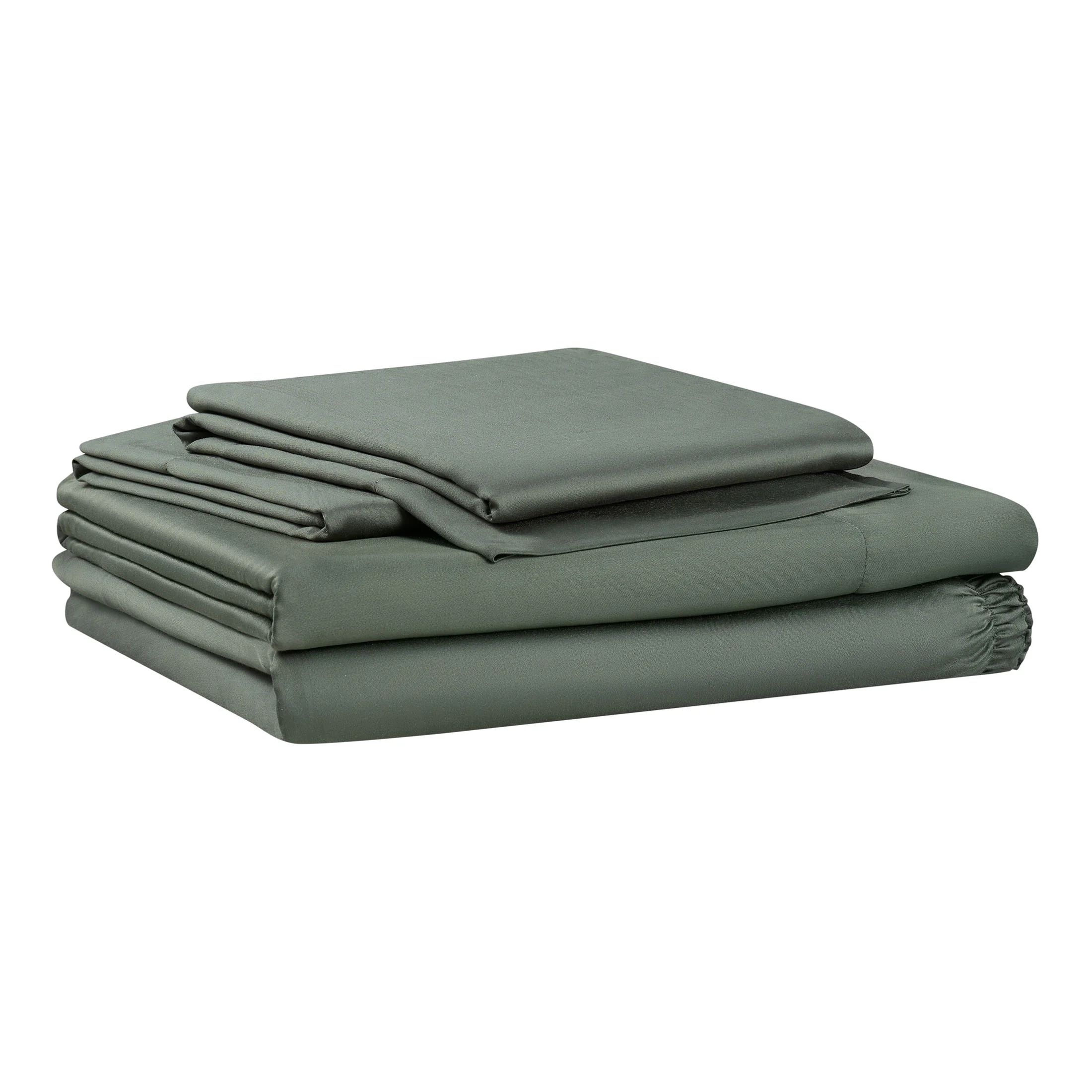 Allswell Soft & Silky 4-Piece Flag Stone Viscose from Bamboo Sateen Bed Sheet Set, Queen | Walmart (US)