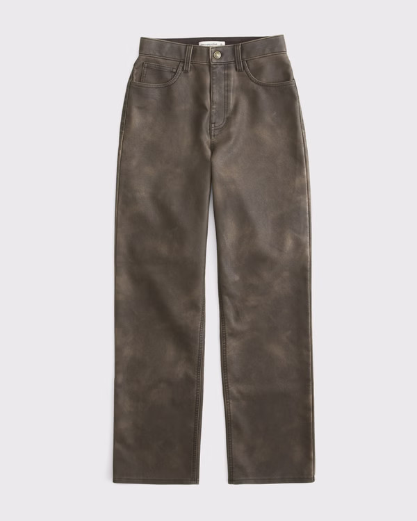 Women's High Rise 90s Relaxed Vegan Leather Pant | Women's Bottoms | Abercrombie.com | Abercrombie & Fitch (US)