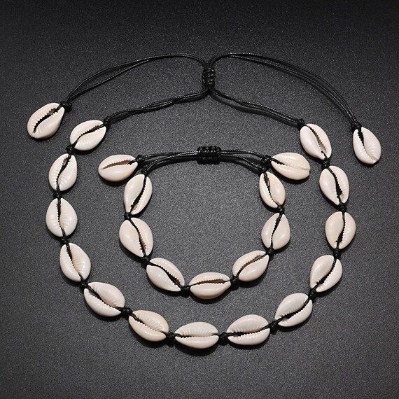 Adjustable Cowrie Shell Necklace Choker and Bracelet | Etsy | Etsy (US)