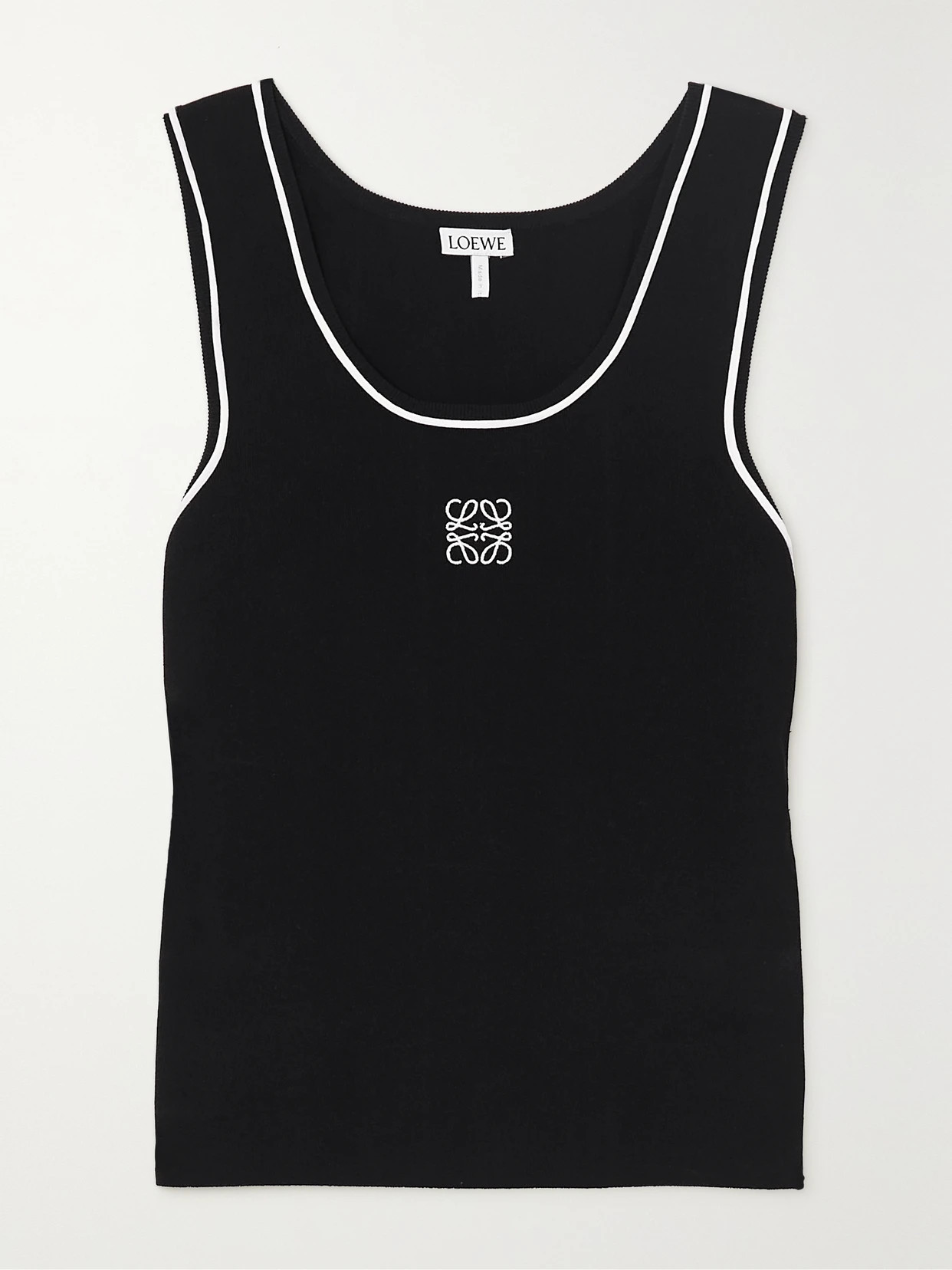 Loewe - Anagram Embroidered Stretch-jersey Tank - Black | NET-A-PORTER (US)