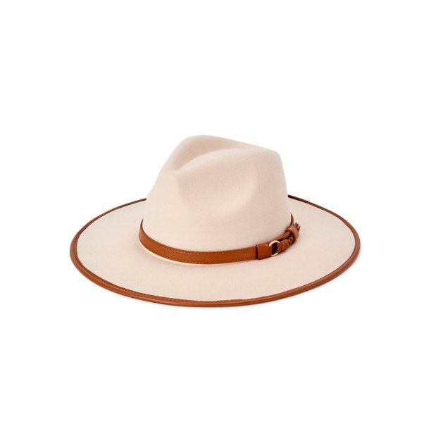 Time and Tru Women’s Faux Leather Trim Fedora with O-Ring - Walmart.com | Walmart (US)