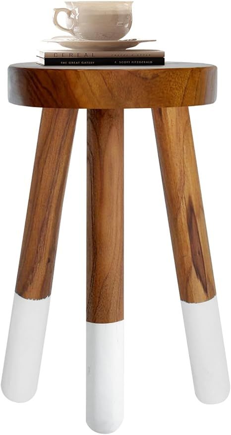 JOLLYMER Teak 9” Round Plant Stand |Wood Counter Stool |Dip Dyed Wood Plant Stand, Riser |Wood ... | Amazon (US)
