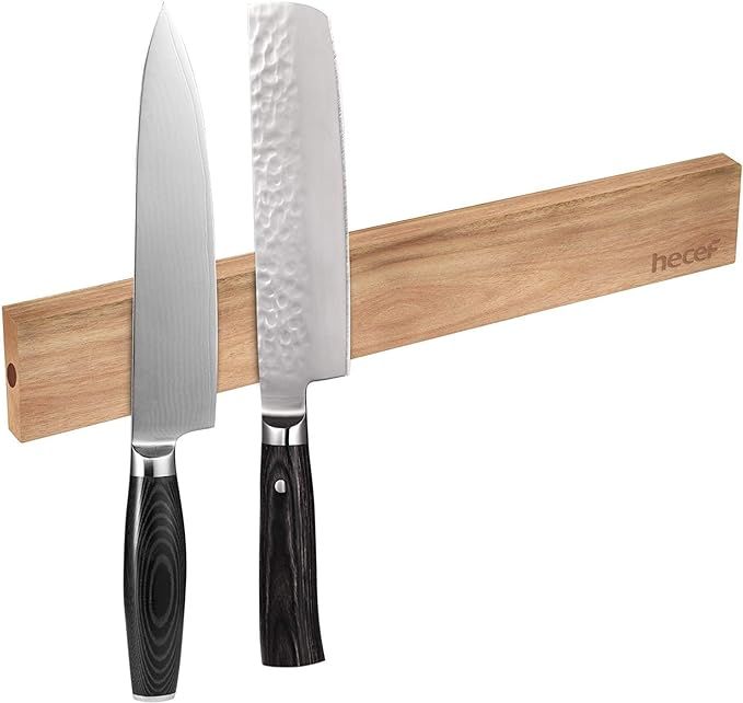 hecef 12 Inch (30 cm) Magnetic Knife Strip, Acacia Wood Knife Holder for Storing All Kinds of Met... | Amazon (US)