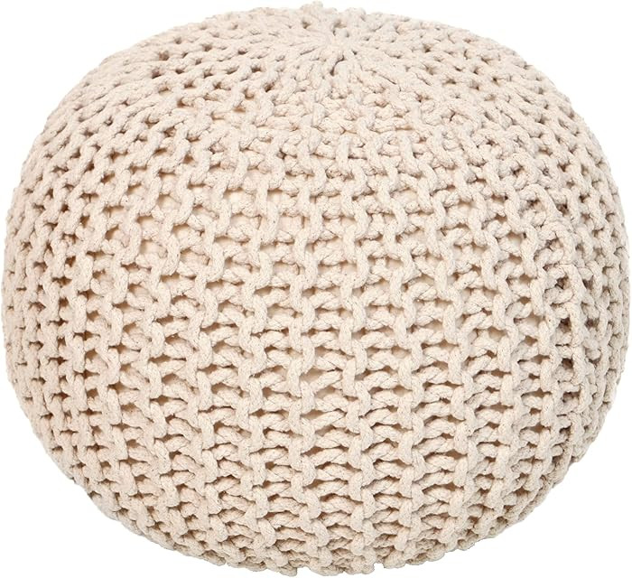REDEARTH · Round Pouf Ottoman - Cable Knitted Boho Poof - Home Décor Cord Pouffe Handmade Circu... | Amazon (US)