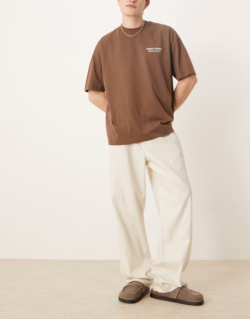 ASOS DESIGN smart wide leg linen blend trousers with front pleat in white | ASOS (Global)