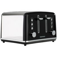 1750W Kensington Toaster 4 Slice Defrost Reheat Stainless Steel Black | Debenhams UK